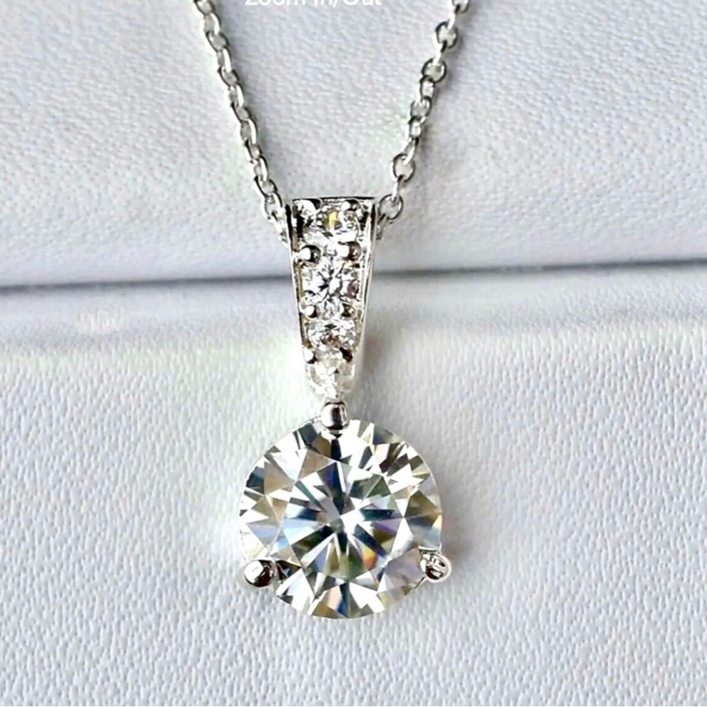 Elegant 2.5 Ct. Certified Diamond in Sterling Silver Pendant Necklace